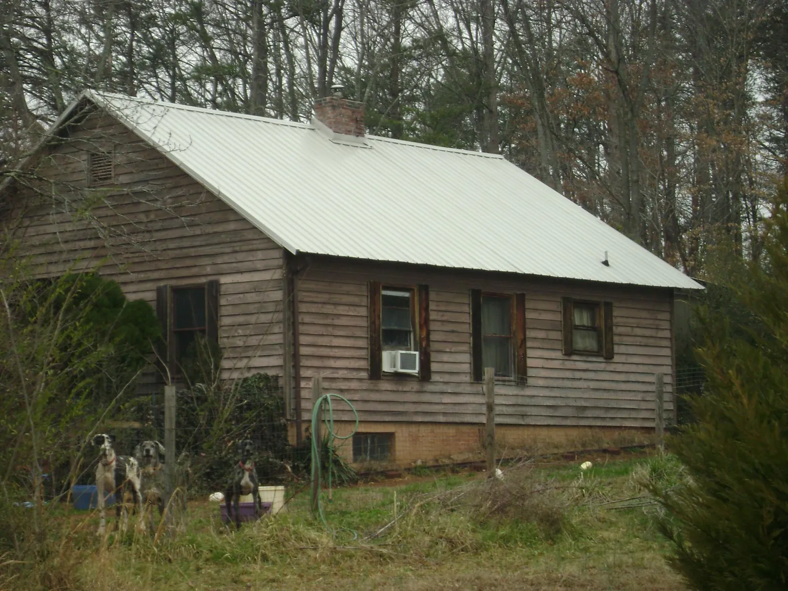 White metal roof on an old wood sided farmhouse, from a Asphalt Shingle Roof Repair job in Rowland